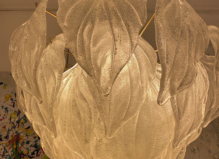 Lustre en verre de Murano feuilles année 70